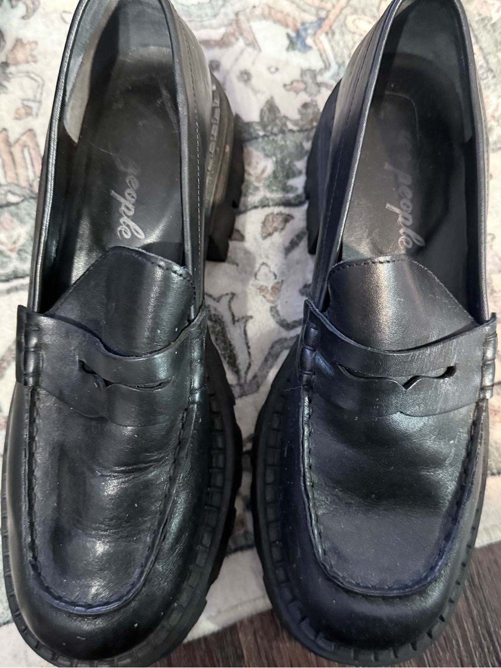 Free People Women's Lyra Lug Sole Loafer Black 9